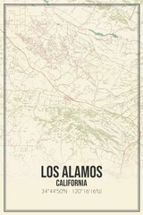 Retro US city map of Los Alamos, California. Vintage street map.