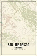 Retro US city map of San Luis Obispo, California. Vintage street map.