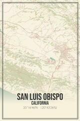 Retro US city map of San Luis Obispo, California. Vintage street map.