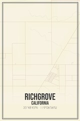 Retro US city map of Richgrove, California. Vintage street map.