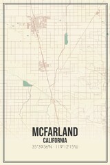 Retro US city map of McFarland, California. Vintage street map.