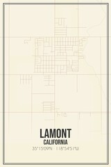 Retro US city map of Lamont, California. Vintage street map.
