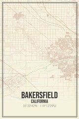 Retro US city map of Bakersfield, California. Vintage street map.