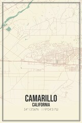 Retro US city map of Camarillo, California. Vintage street map.