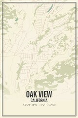 Retro US city map of Oak View, California. Vintage street map.