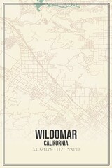 Retro US city map of Wildomar, California. Vintage street map.