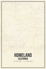 Retro US city map of Homeland, California. Vintage street map.