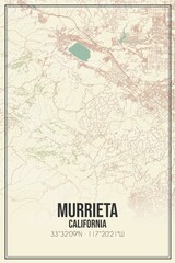 Fototapeta premium Retro US city map of Murrieta, California. Vintage street map.