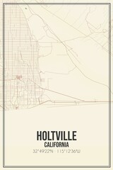 Retro US city map of Holtville, California. Vintage street map.