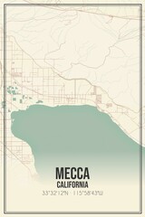 Retro US city map of Mecca, California. Vintage street map.