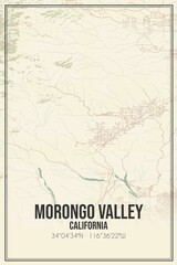 Retro US city map of Morongo Valley, California. Vintage street map.