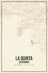 Retro US city map of La Quinta, California. Vintage street map.