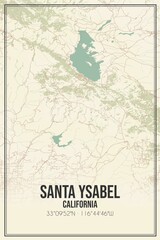 Retro US city map of Santa Ysabel, California. Vintage street map.