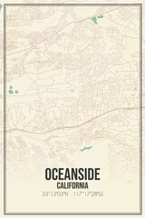 Retro US city map of Oceanside, California. Vintage street map.