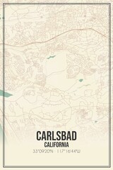Retro US city map of Carlsbad, California. Vintage street map.