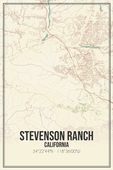 Retro US city map of Stevenson Ranch, California. Vintage street map.