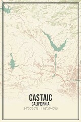 Retro US city map of Castaic, California. Vintage street map.