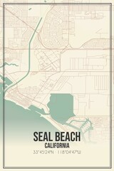 Retro US city map of Seal Beach, California. Vintage street map.