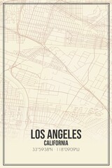 Retro US city map of Los Angeles, California. Vintage street map.
