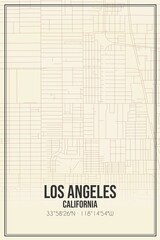 Retro US city map of Los Angeles, California. Vintage street map.