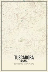 Retro US city map of Tuscarora, Nevada. Vintage street map.