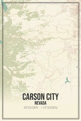 Retro US city map of Carson City, Nevada. Vintage street map.