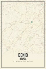 Retro US city map of Denio, Nevada. Vintage street map.