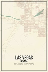 Fototapeta premium Retro US city map of Las Vegas, Nevada. Vintage street map.