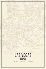 Retro US city map of Las Vegas, Nevada. Vintage street map.