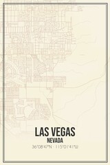 Fototapeta na wymiar Retro US city map of Las Vegas, Nevada. Vintage street map.