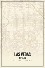 Retro US city map of Las Vegas, Nevada. Vintage street map.