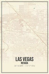 Fototapeta premium Retro US city map of Las Vegas, Nevada. Vintage street map.
