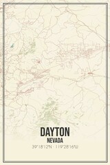 Retro US city map of Dayton, Nevada. Vintage street map.