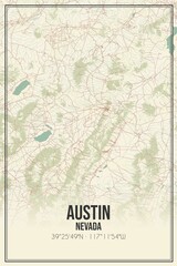 Retro US city map of Austin, Nevada. Vintage street map.