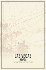 Retro US city map of Las Vegas, Nevada. Vintage street map.
