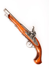 antique pirates flintlock gun, isolated