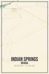 Retro US city map of Indian Springs, Nevada. Vintage street map.