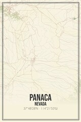 Retro US city map of Panaca, Nevada. Vintage street map.