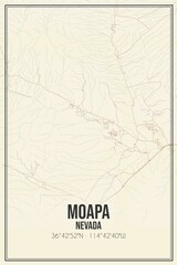Retro US city map of Moapa, Nevada. Vintage street map.
