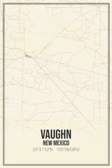 Retro US city map of Vaughn, New Mexico. Vintage street map.