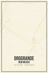 Retro US city map of Orogrande, New Mexico. Vintage street map.