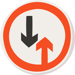 Road sign flat icon Priority for oncoming traffic. Vector illustration