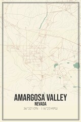 Retro US city map of Amargosa Valley, Nevada. Vintage street map.