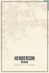 Retro US city map of Henderson, Nevada. Vintage street map.