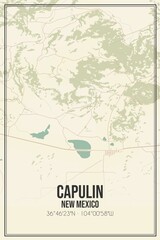 Retro US city map of Capulin, New Mexico. Vintage street map.