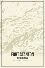 Retro US city map of Fort Stanton, New Mexico. Vintage street map.
