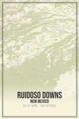 Retro US city map of Ruidoso Downs, New Mexico. Vintage street map.