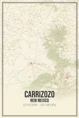 Retro US city map of Carrizozo, New Mexico. Vintage street map.