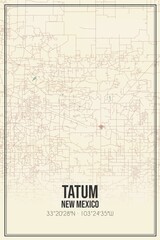 Retro US city map of Tatum, New Mexico. Vintage street map.