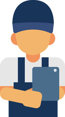 Fototapeta na wymiar Technical Support man with tablet Icon.Professional with tool vector illustration